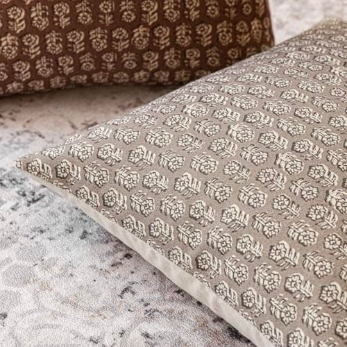 Vintage Floral Print Throw Pillow Covers for Boho Home Decor, Set of 2 - 18x18 Inch