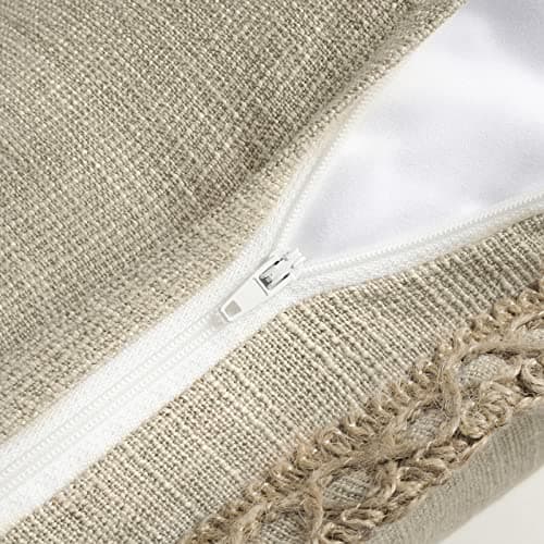 Farmhouse Decorative Throw Pillow Covers, Pack of 2 - Oatmeal Color | 20 x 20 inches, 50 x 50 cm