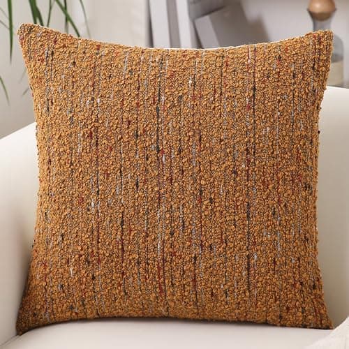 Neutral Textured Boucle Pillow Cover 18x18 with Stripes, Soft Modern Farmhouse Decor Accent