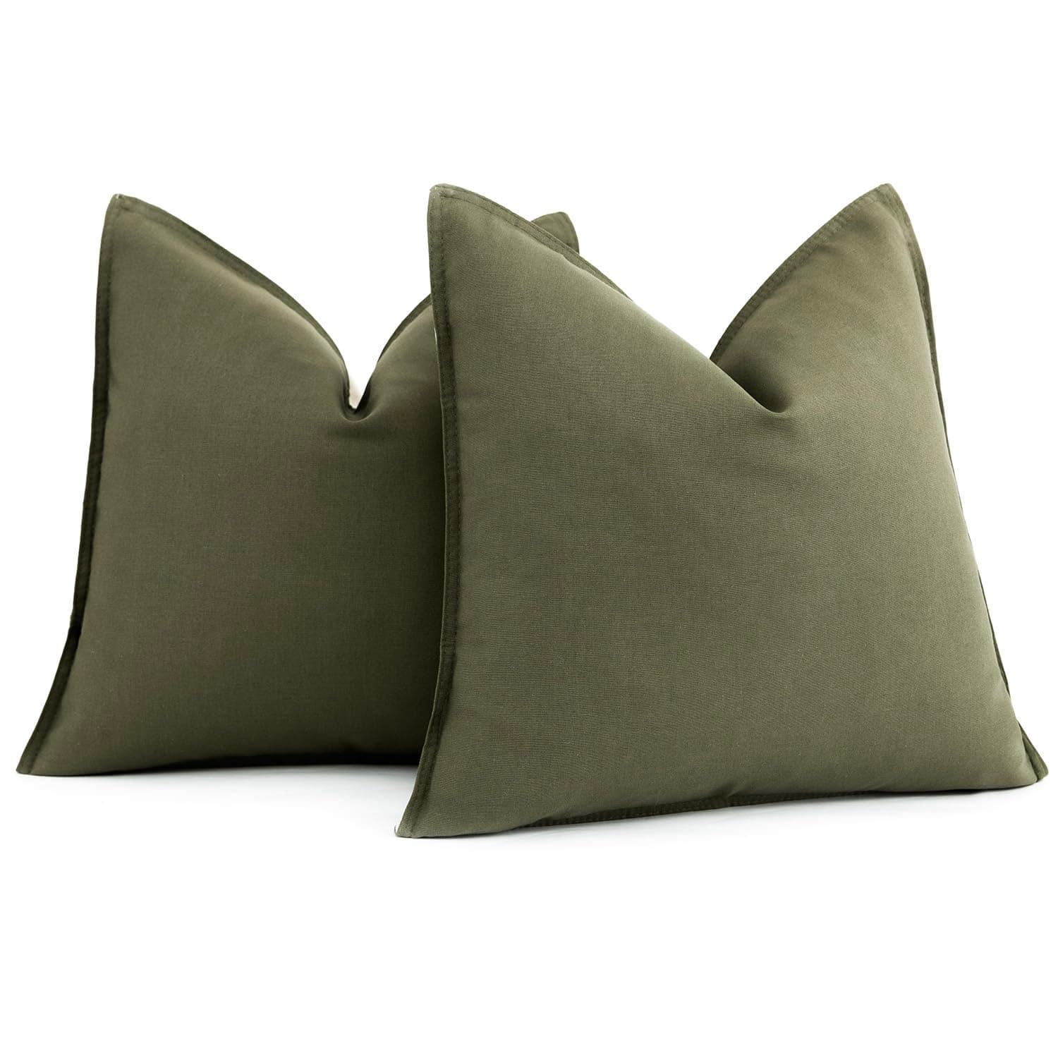 2-Pack Farmhouse Style Olive Green Throw Pillow Covers 20×20 Inch Decor for Couch Bedroom