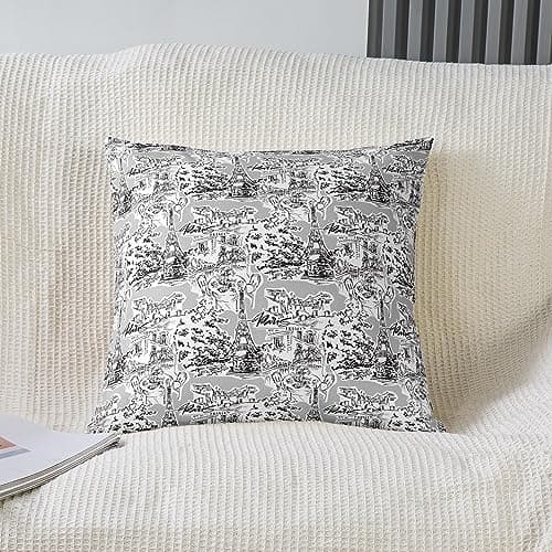Vintage Paris Grey Eiffel Tower Pillow Cover, 18"x18", Reversible Print Pack of 2