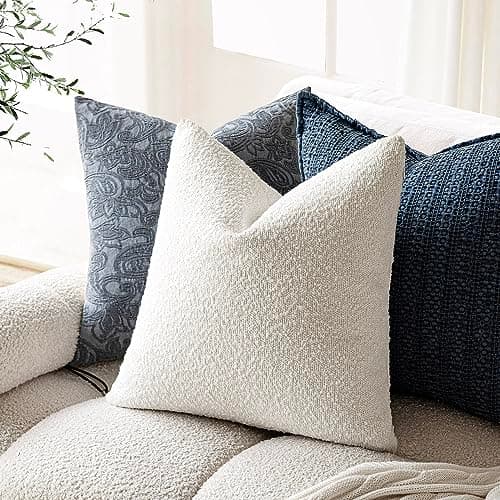 Textured Boucle Throw Pillow Covers - Cozy Soft Decorative Cushion Case