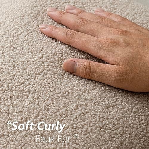 Cozy Curly Faux Fur Pillow Covers, Pack of 2, 20 x 20 Inch - Beige