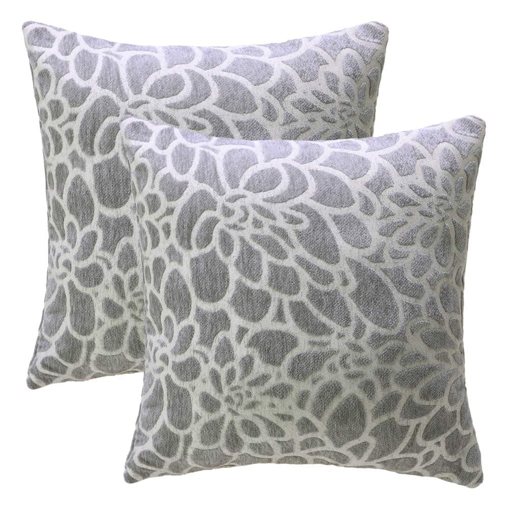 20x20 Inch Embroidered Throw Pillow Covers Set Gray Farmhouse Living Room