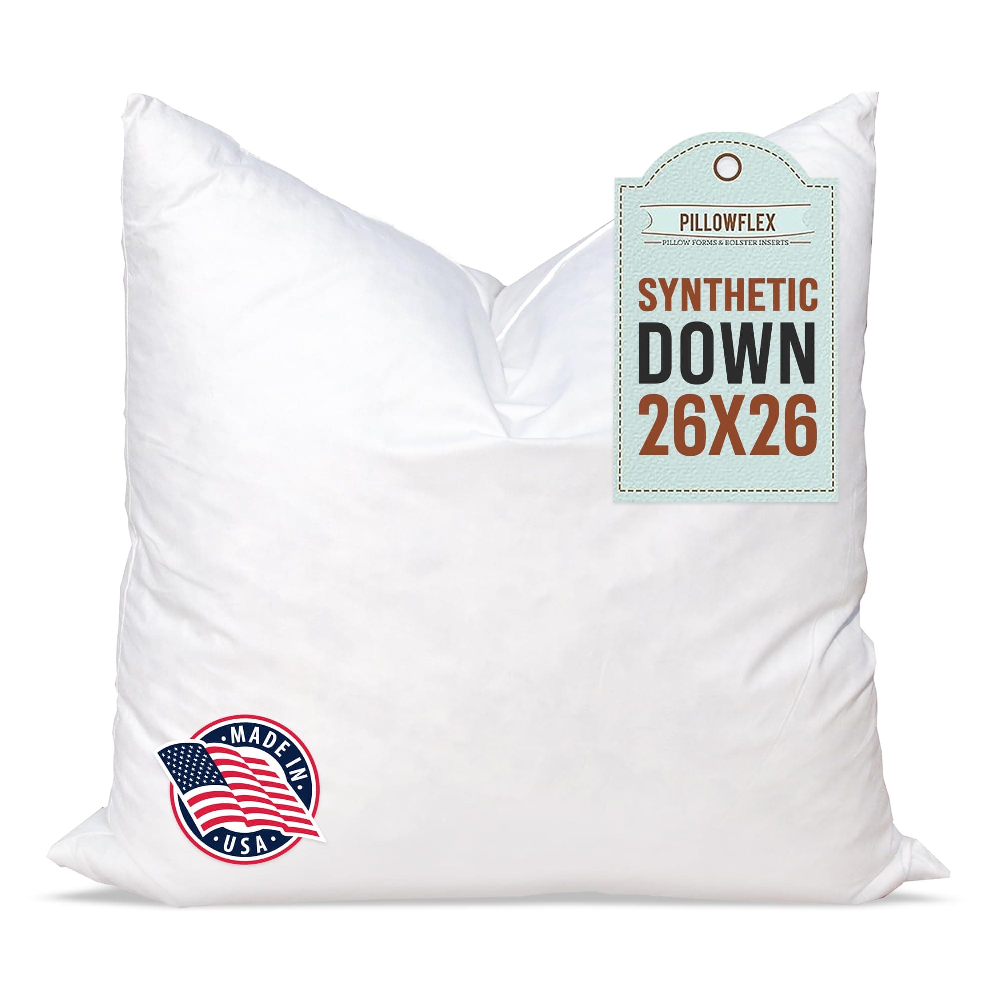Pillowflex 26x26 Down Alternative Pillow Insert - Ultra Soft Decorative Throw