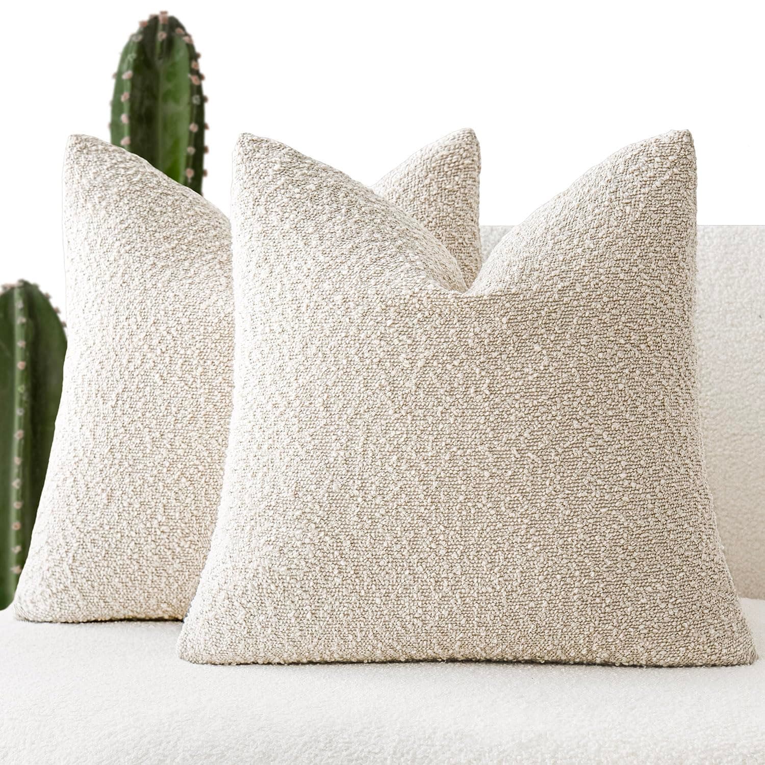 Decorative Textured Boucle Throw Pillow Covers - Pack of 2
