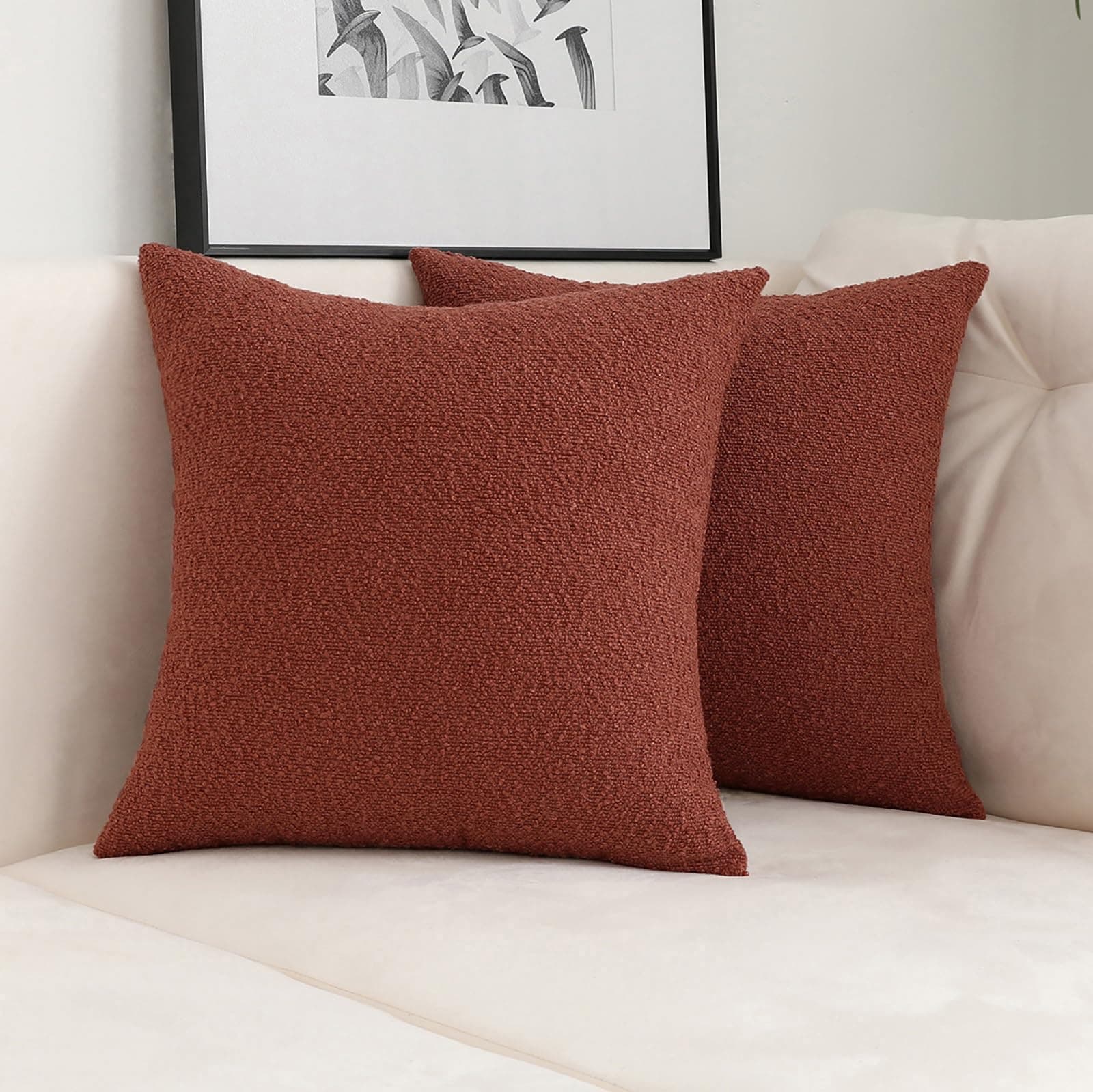 Terracotta Rust Throw Pillow Covers, Set of 2, 18x18 Inch