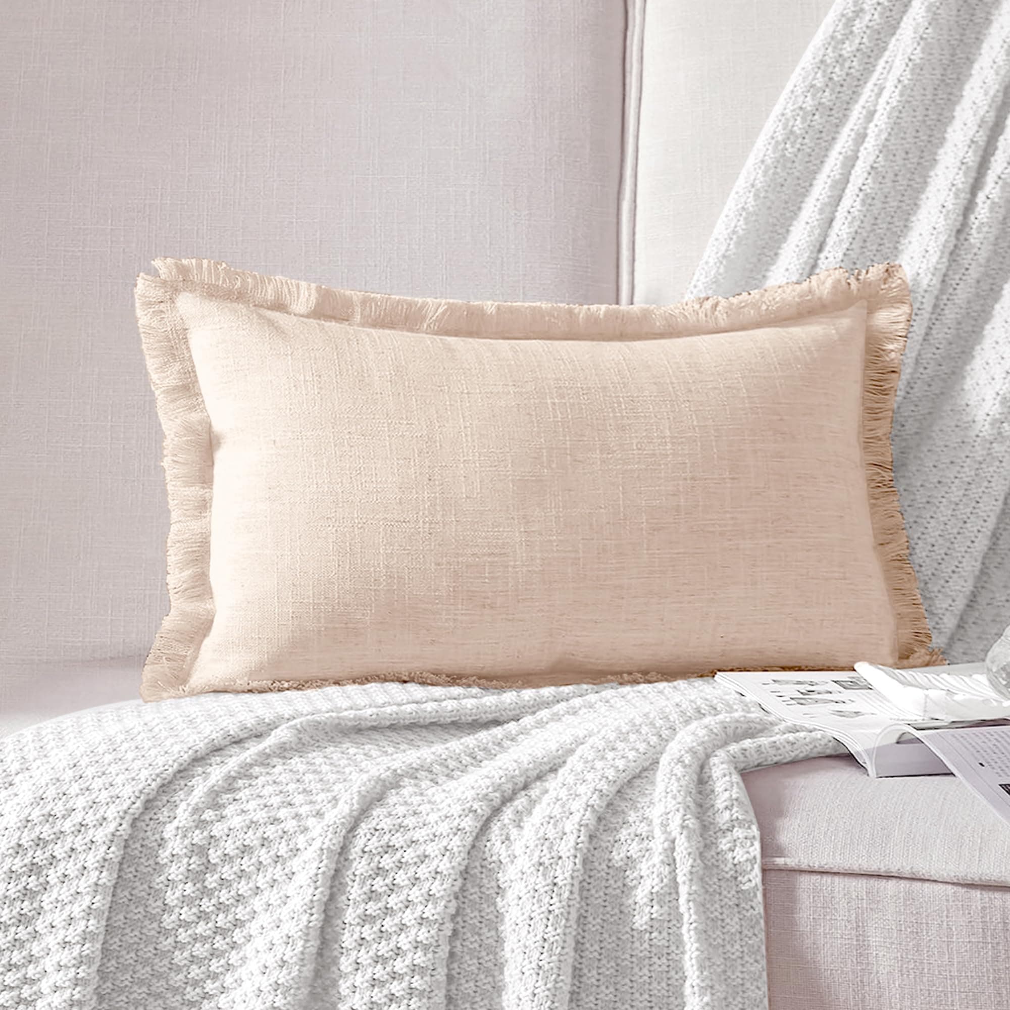 Linen Lumbar Decorative Throw Pillow Cover for Couch Sofa Bed Outdoor