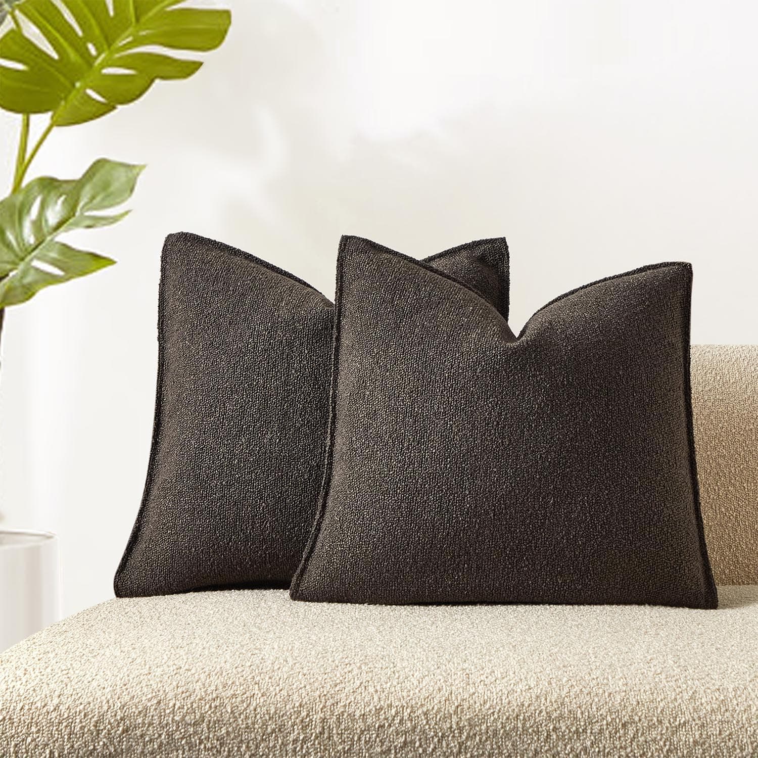 JUSPURBET Camel Boucle Throw Pillow Covers for Living Room
