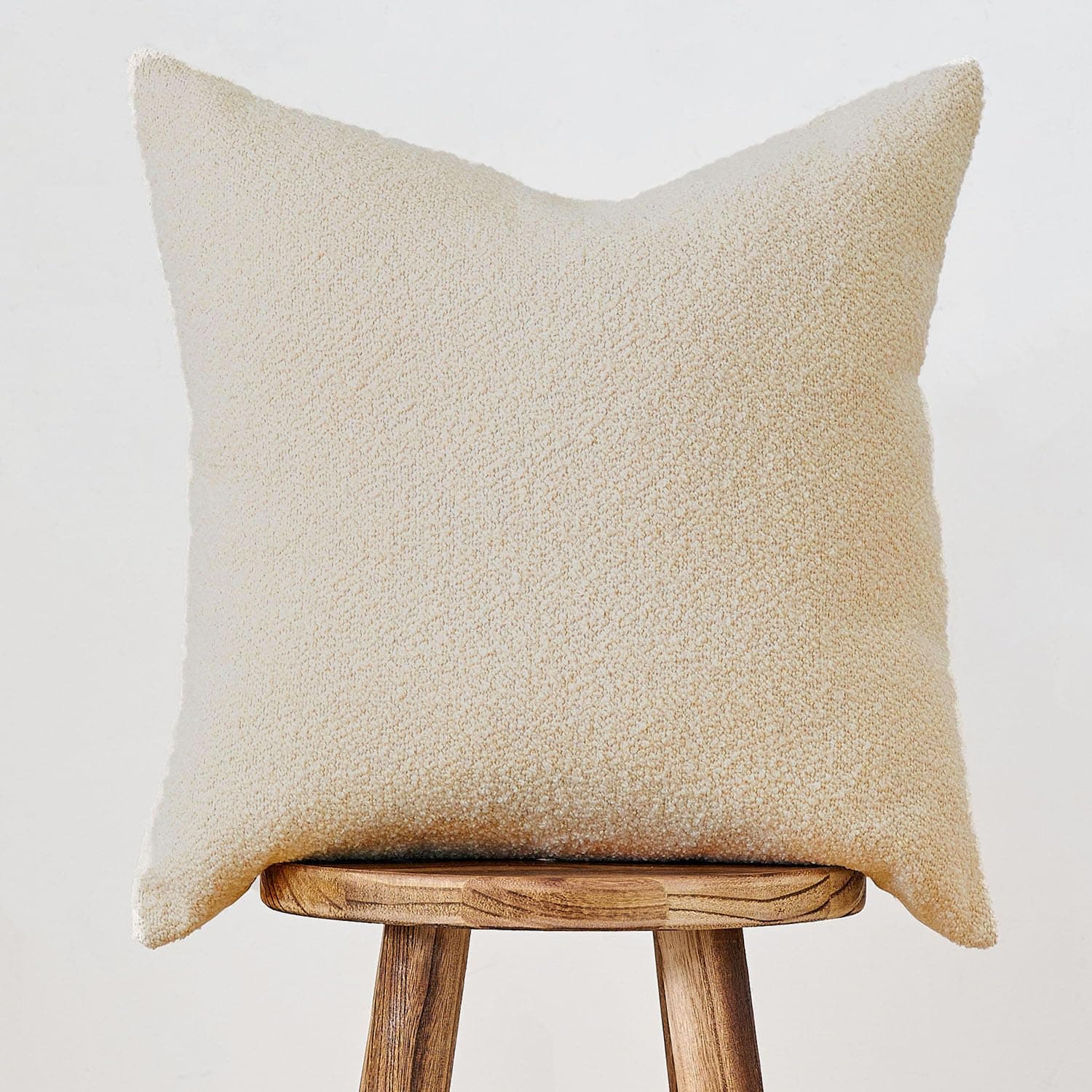 Luxury Boucle Pillow Covers for Living Room Sofa - Cream Yellow