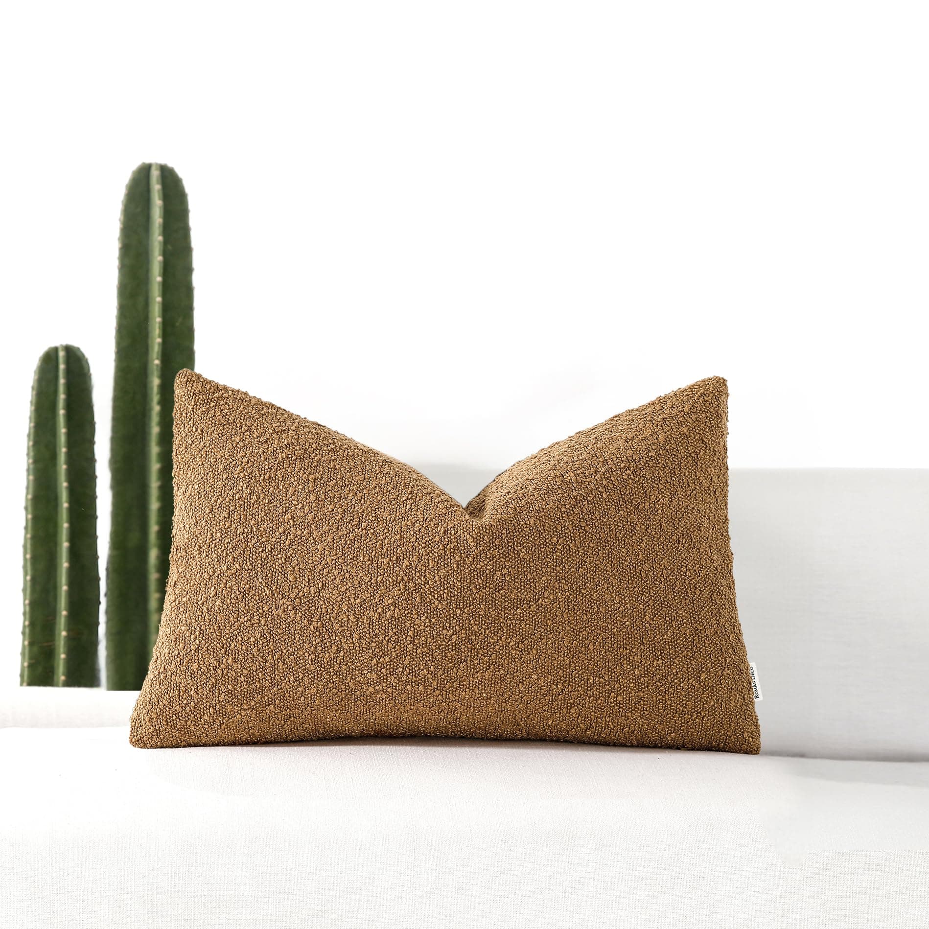 Decorative Lumbar Pillow Cover 12x20 inches for Couch - Set of 1, Tobacco
