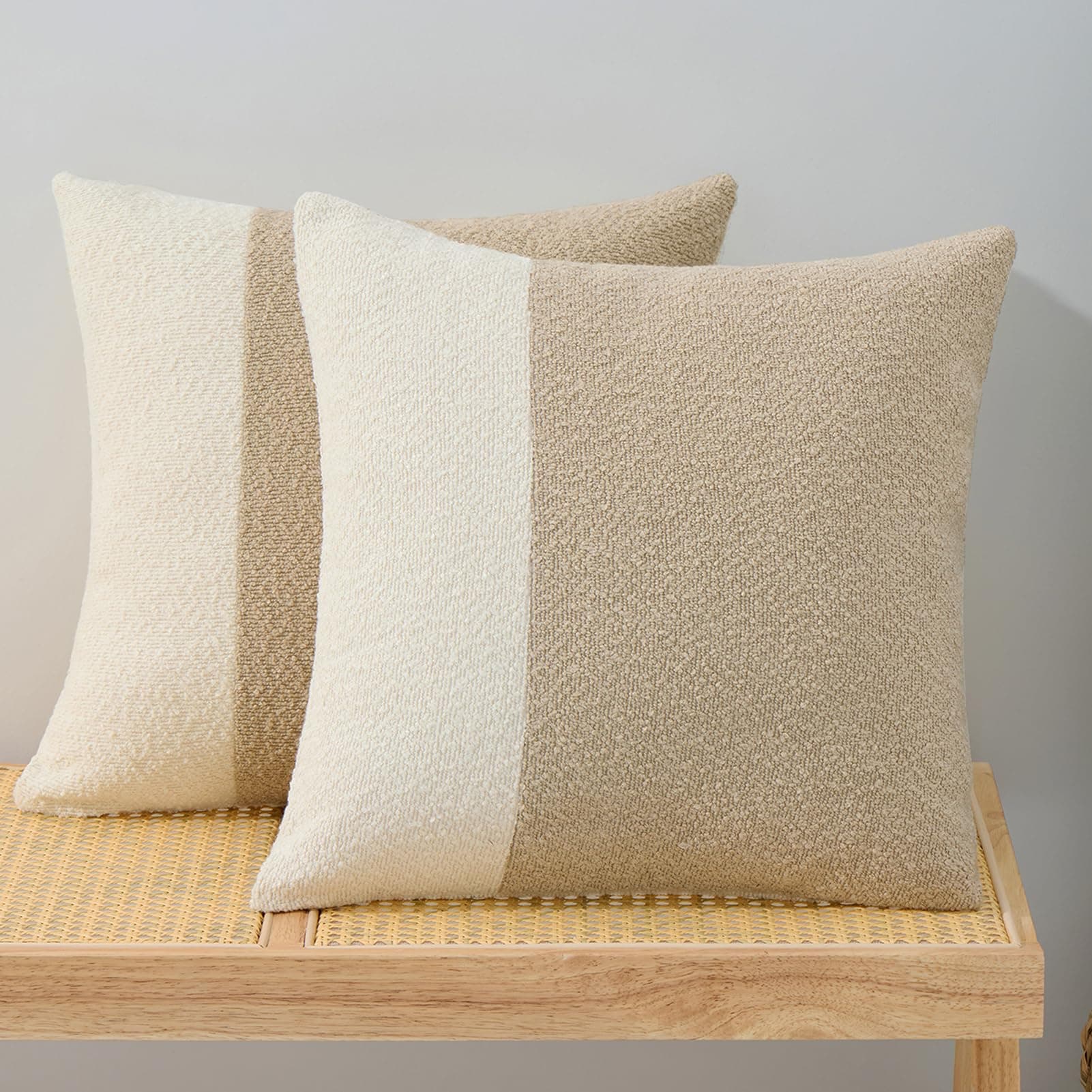 Neutral Boho 18x18 Throw Pillow Covers Set of 2 for Couch Bed