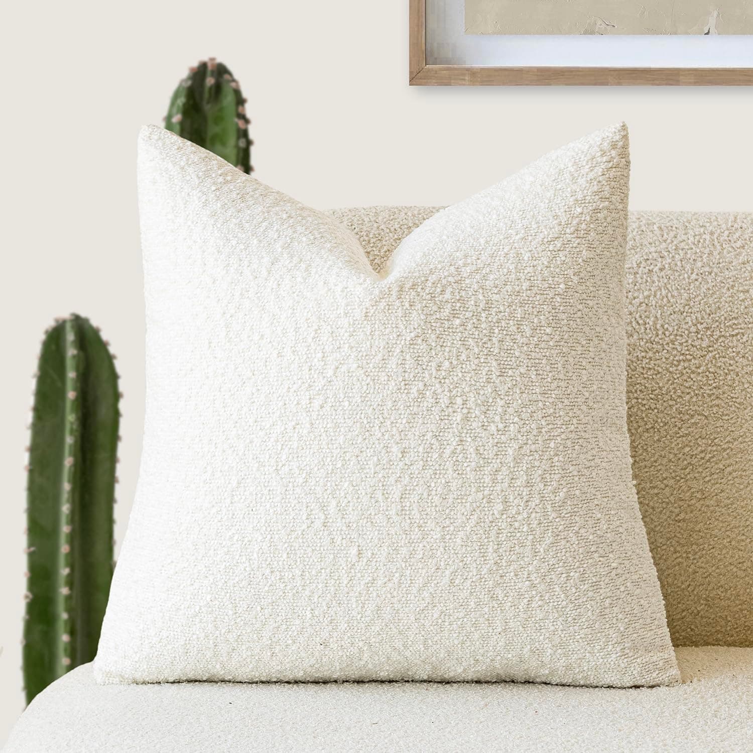 Textured Boucle Throw Pillow Covers - Cozy Soft Decorative Cushion Case