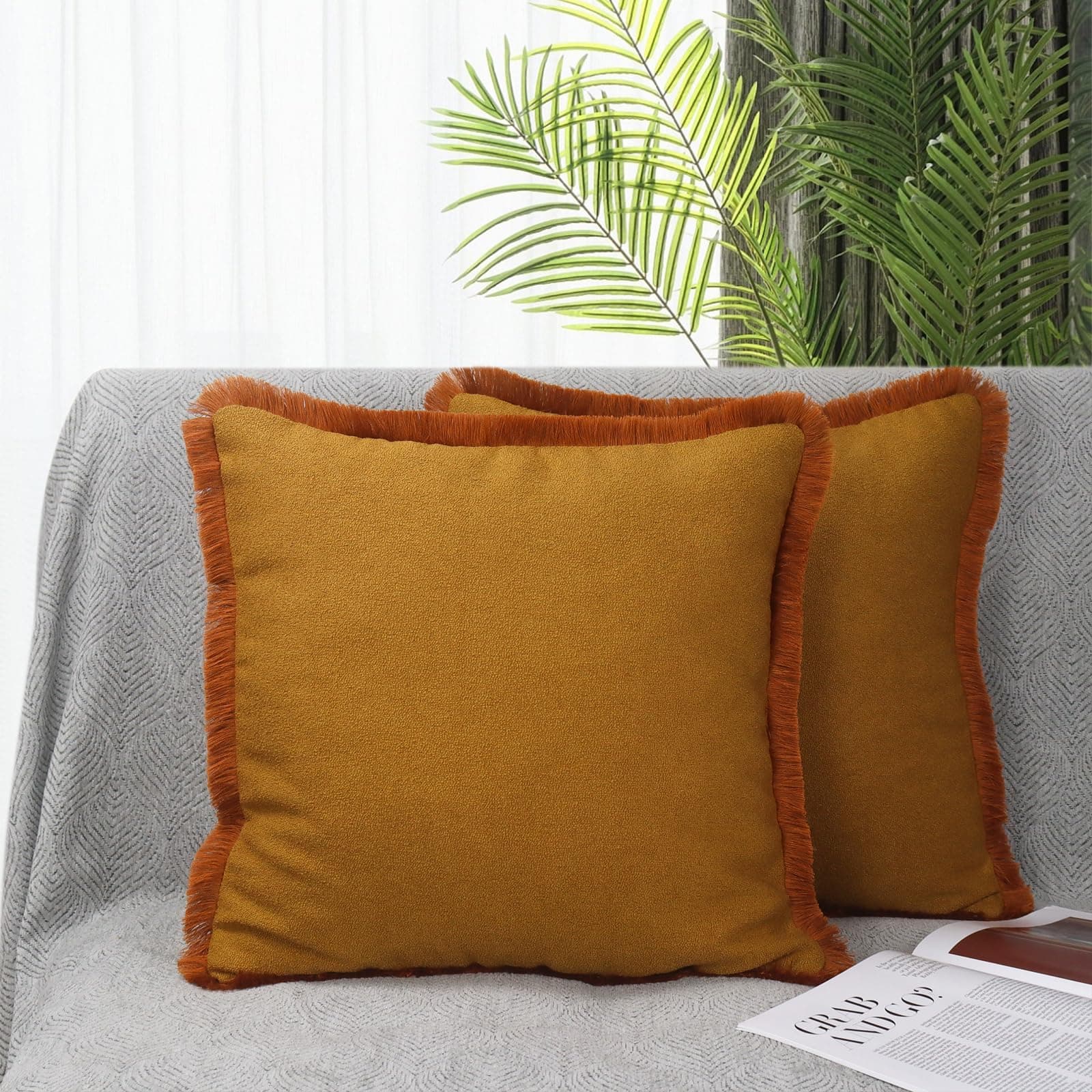 Textured Boucle 18x18 Inch Cushion Cover, Khaki Brown, Cozy Home Decor