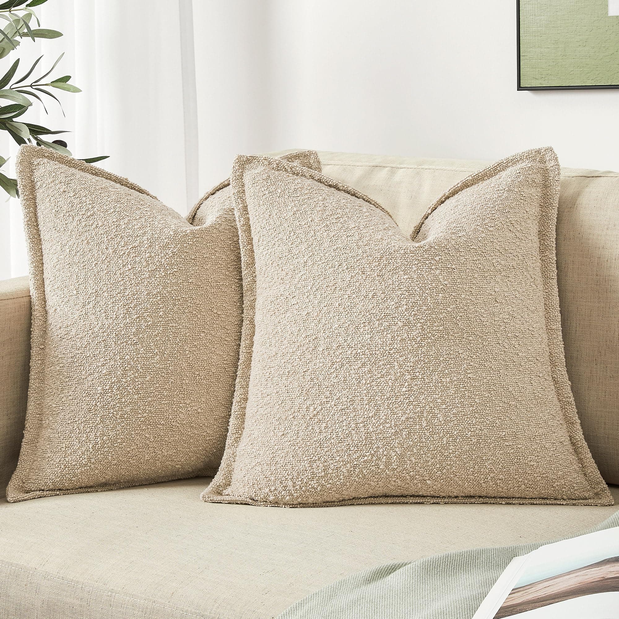 DFXSZ Simple Imitation Lamb Wool Throw Pillow Covers 18x18 Set of 2 Home Decor