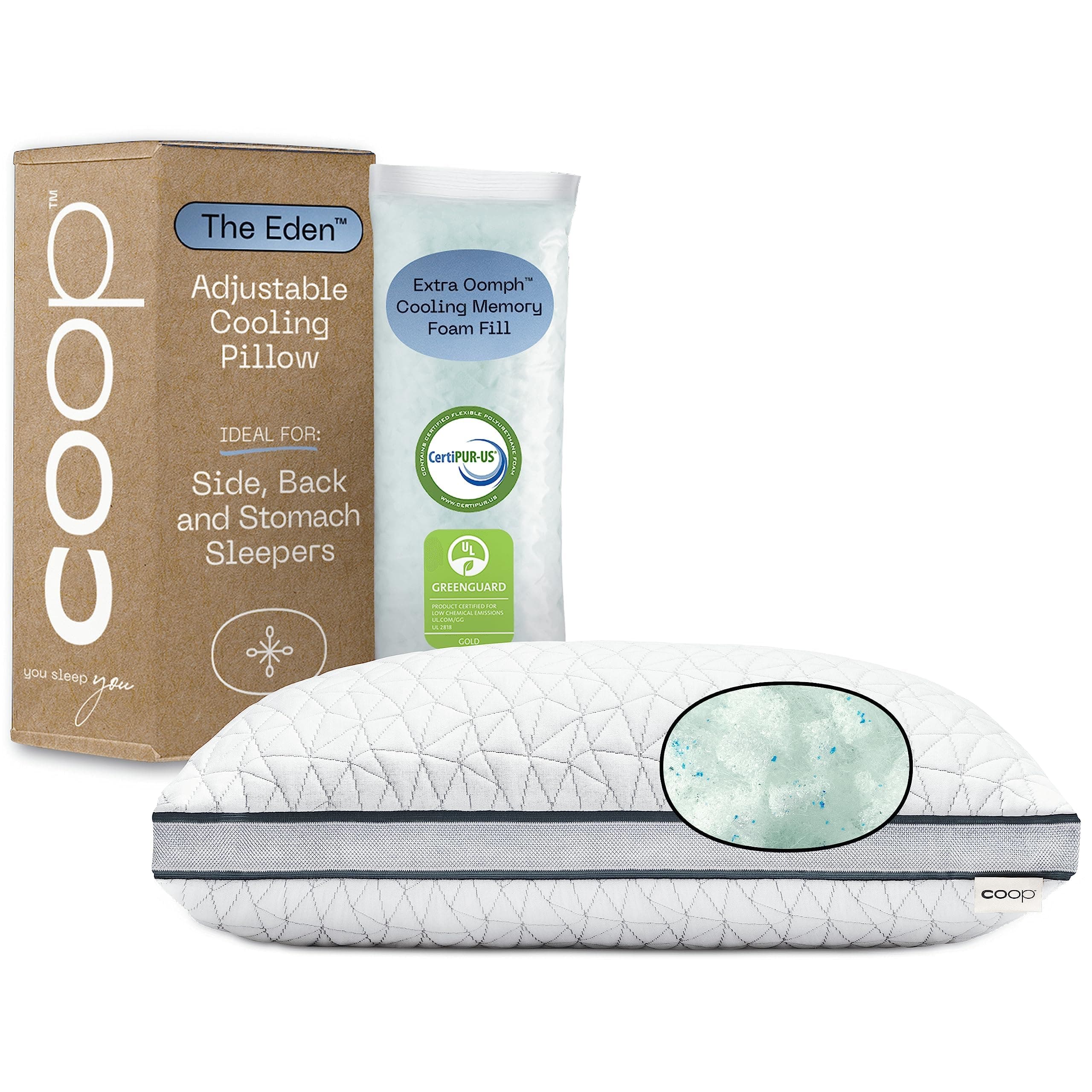 Coop Home Goods Eden Cool Adjustable Memory Foam Pillow - King Size