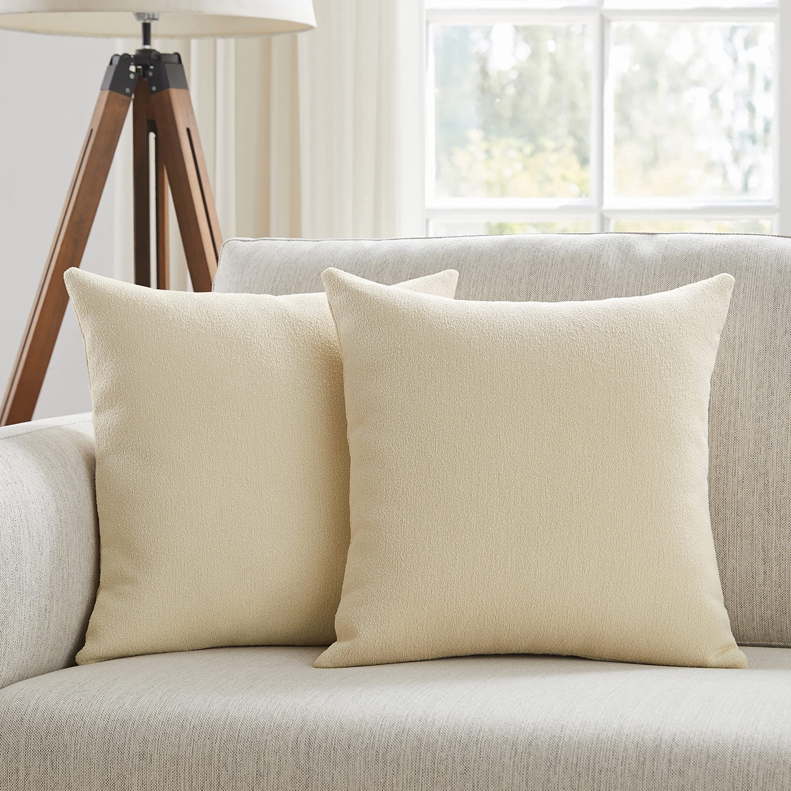 Meekio Neutral 18x18 Inch Soft Boucle Pillow Covers for Sofa Décor