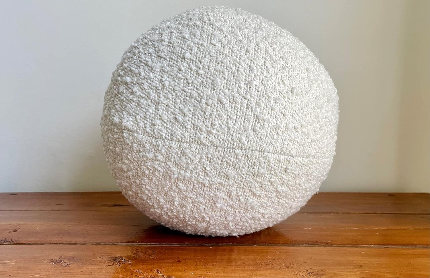 Ivory Bouclé Ball Pillow, Modern Decor Cushion
