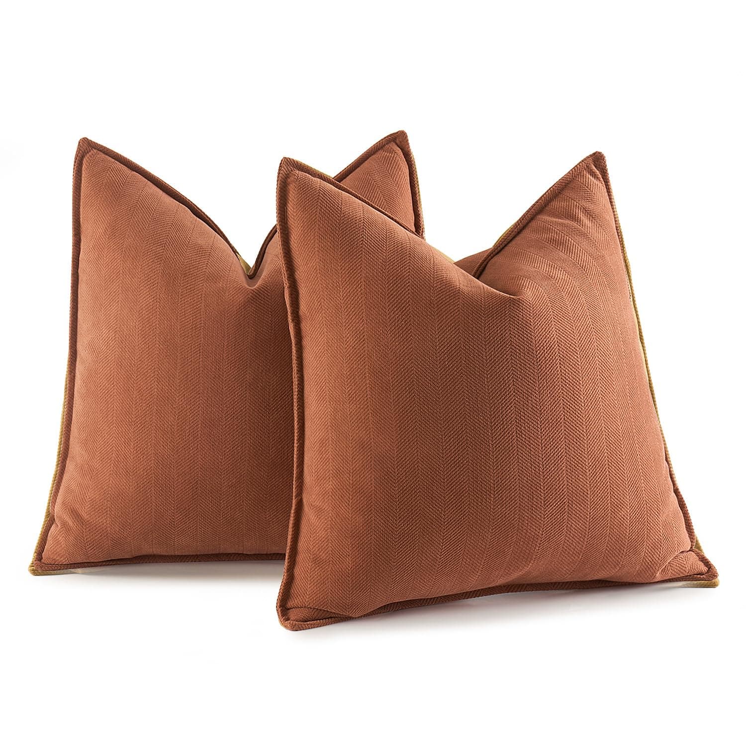 Pack of 2 Burnt Orange Chenille Decorative Pillow Covers 20x20 Inch for Farmhouse Style Home Decor