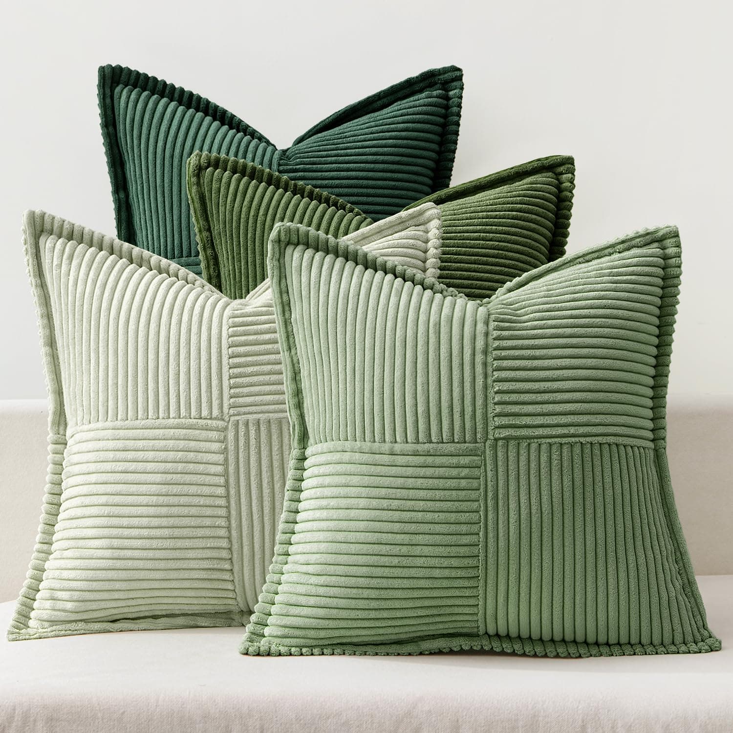 MIULEE Spring Green Patchwork Throw Pillow Covers for Home Decor